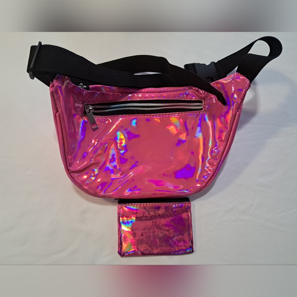 Holographic Pink Crossbody Bag 2 Piece  Like New Y2K Fanny Pack - Picture 2 of 3